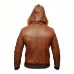Mens Biker Retro Brown Detach Hooded Fur Collar Jacket