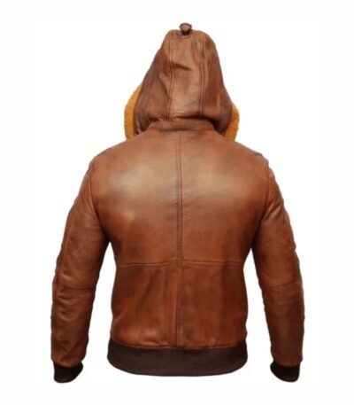 Mens Biker Retro Brown Detach Hooded Fur Collar Jacket