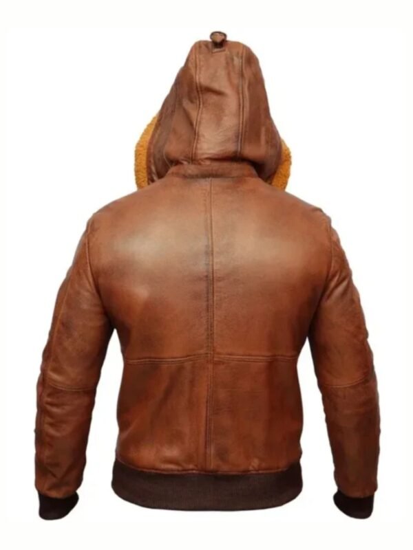 Mens Biker Retro Brown Detach Hooded Fur Collar Jacket