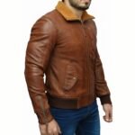 Mens Biker Retro Brown Detach Hooded Fur Collar Jacket