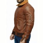 Mens Biker Retro Brown Detach Hooded Fur Collar Jacket