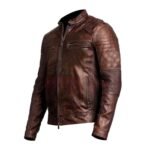 Mens Biker Vintage Cafe Racer Distressed Leather Jacket