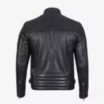 Mens Black Cafe Racer Biker Soft Leather Jacket