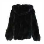 Mens Black Hooded Fox Fur Warm Jacket