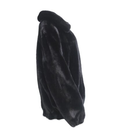 Mens Black Mink Fur Bomber Jacket