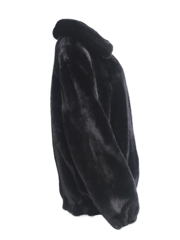 Mens Black Mink Fur Bomber Jacket