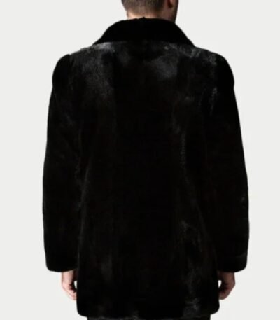Mens Black Mink Fur Classic Warm Winter Coat