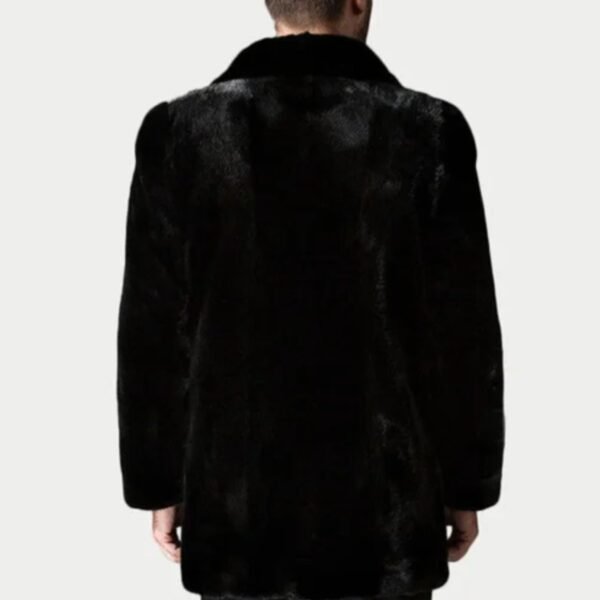 Mens Black Mink Fur Classic Warm Winter Coat