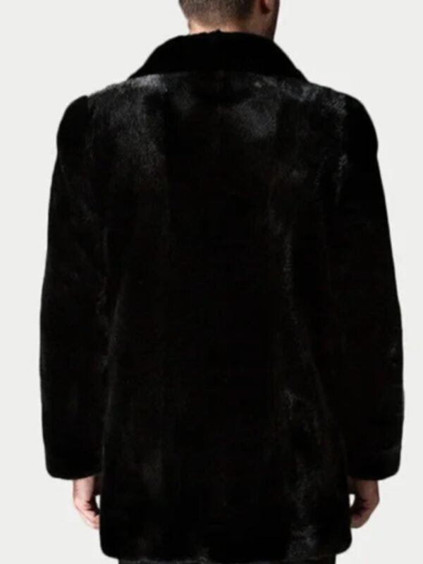 Mens Black Mink Fur Classic Warm Winter Coat