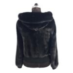 Mens Black Mink Fur Hooded Bomber Jacket