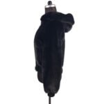 Mens Black Mink Fur Hooded Bomber Jacket