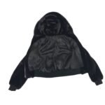 Mens Black Mink Fur Hooded Bomber Jacket