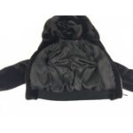Mens Black Mink Fur Hooded Bomber Jacket