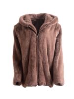 Mens Brown Mink Fur Jacket With Hood