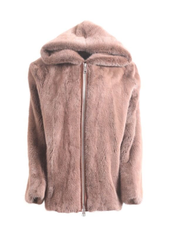 Mens Brown Mink Fur Jacket With Hood
