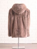Mens Brown Mink Fur Jacket With Hood