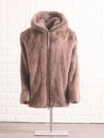 Mens Brown Mink Fur Jacket With Hood