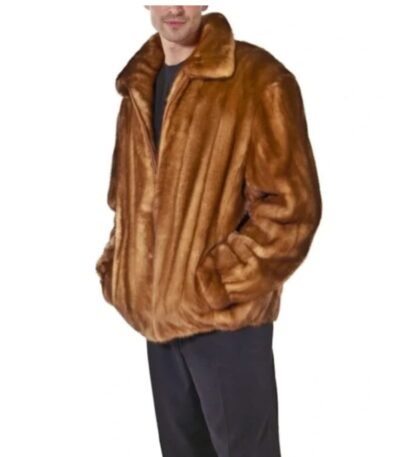 Men's Brown Real Mink Fur Winter Warm Jacket