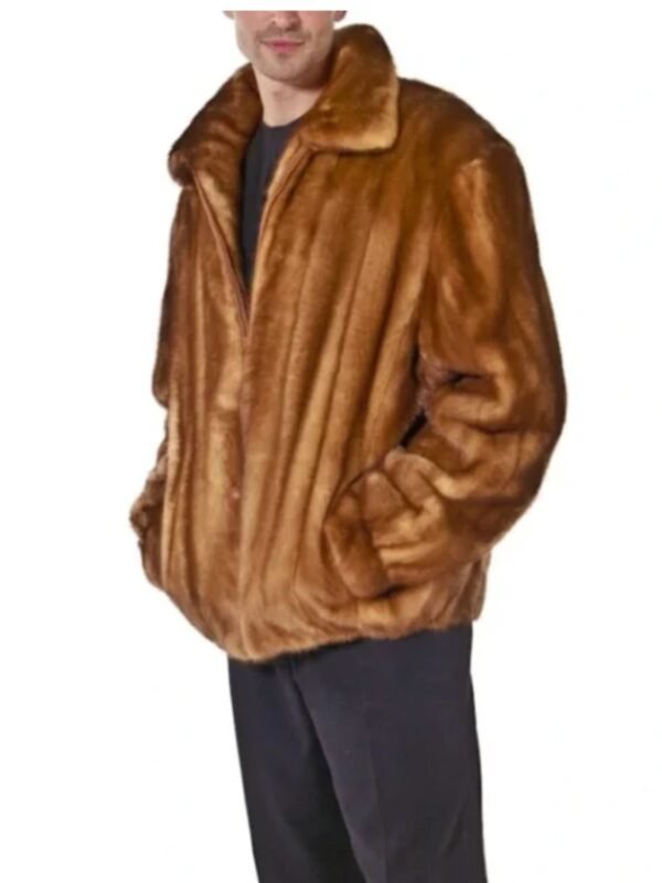 Men's Brown Real Mink Fur Winter Warm Jacket