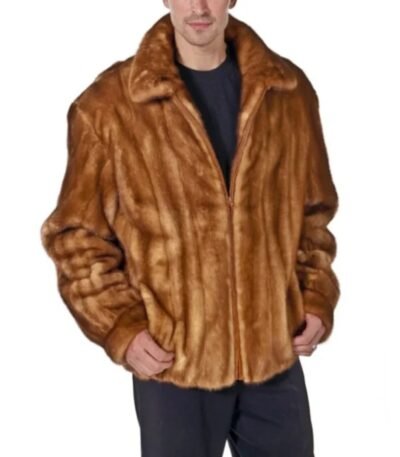 Men's Brown Real Mink Fur Winter Warm Jacket