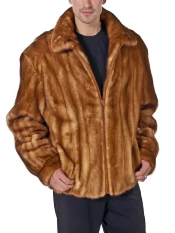 Men's Brown Real Mink Fur Winter Warm Jacket