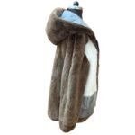 Mens Brown and Beige Colorblock Mink Fur Jacket