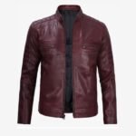 Men's Cafe Racer Distressed Maroon Jacket