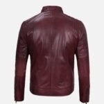 Men's Cafe Racer Distressed Maroon Jacket