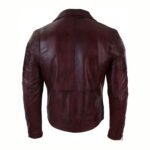 Mens Classic Aged Cintree Cut Diagonal Burgundy Biker Jacket