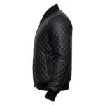 Mens Diamond Quilted Black Bomber Leather Jacket
