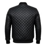 Mens Diamond Quilted Black Bomber Leather Jacket