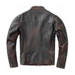 Mens Distressed Black Real Moto Leather Jacket