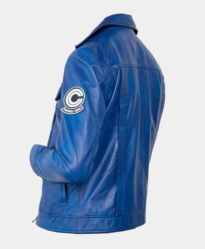 Mens Dragon Ball Future Trunks Blue Leather Jacket