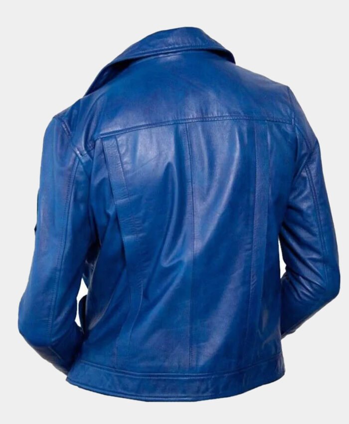 Mens Dragon Ball Future Trunks Blue Leather Jacket