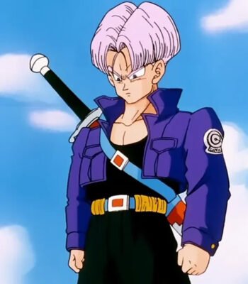 Mens Dragon Ball Future Trunks Blue Leather Jacket
