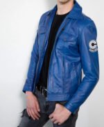 Mens Dragon Ball Future Trunks Blue Leather Jacket