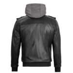 Men’s Ferndale Black Leather Bomber Jacket with Hood