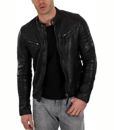 Men’s Genuine Leather Lambskin Motorcycle Jacket