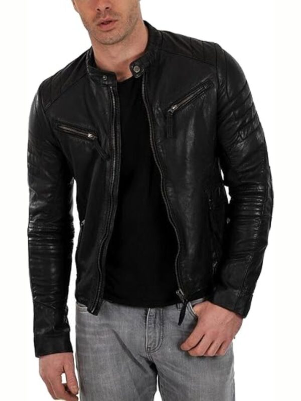 Men’s Genuine Leather Lambskin Motorcycle Jacket