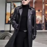 Men’s Genuine Sheepskin Leather Trench Coat