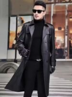 Men’s Genuine Sheepskin Leather Trench Coat