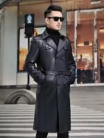 Men’s Genuine Sheepskin Leather Trench Coat