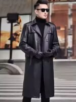 Men’s Genuine Sheepskin Leather Trench Coat