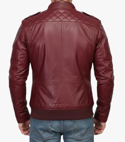 Mens Kevin Burgundy Real Sheepskin Leather Jacket