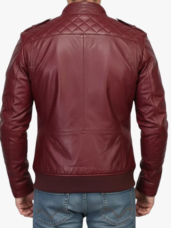 Mens Kevin Burgundy Real Sheepskin Leather Jacket