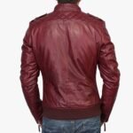 Mens Kevin Burgundy Real Sheepskin Leather Jacket