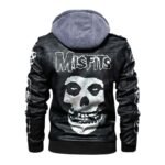 Mens Misfits Black Leather Jacket with Hood