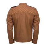 Men's Quilted Tan Brown Sheepskin Leather Jacket