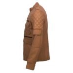 Men's Quilted Tan Brown Sheepskin Leather Jacket