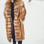 Men's Real Red Fox Fur Oversized Brown Warm Coat